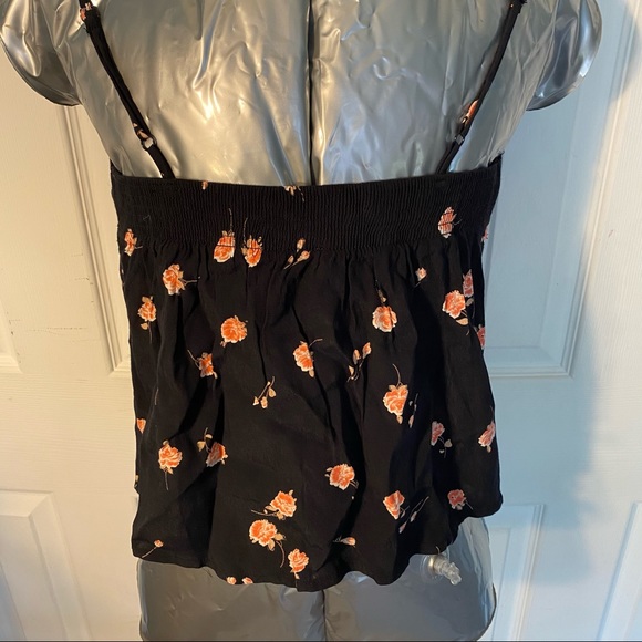 John Galt Black Rose Spaghetti Strap, Front Tie, Crop Top, Small - Picture 3 of 4